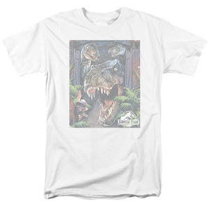 AN OFFCIALLY LICENSED JURASSIC PARK GIANT DOOR MEN'S REGULAR FIT T-SHIRT WHITE