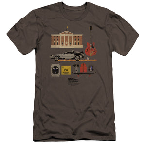 AN OFFCIALLY LICENSED BACK TO THE FUTURE ITEMS MEN'S PREMIUM SLIM FIT T-SHIRT CHARCOAL