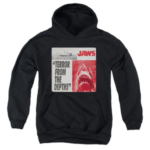 AN OFFCIALLY LICENSED JAWS TERROR YOUTH HOODIE BLACK