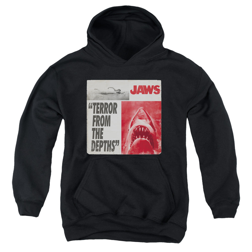 AN OFFCIALLY LICENSED JAWS TERROR YOUTH HOODIE BLACK