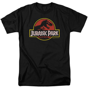 AN OFFCIALLY LICENSED JURASSIC PARK CLASSIC LOGO MEN'S REGULAR FIT T-SHIRT BLACK