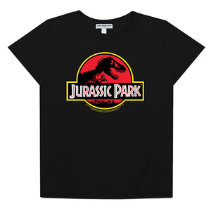 AN OFFCIALLY LICENSED JURASSIC PARK CLASSIC LOGO TRIBLEND JERSEY LOOSE TEE BLACK