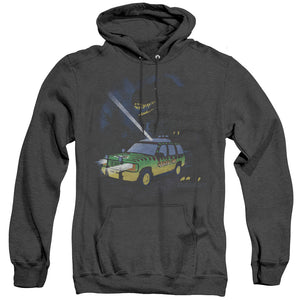 AN OFFCIALLY LICENSED JURASSIC PARK TURN IT OFF ADULT UNISEX HEATHER PULLOVER HOODIE BLACK