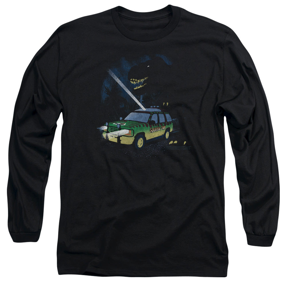 AN OFFCIALLY LICENSED JURASSIC PARK TURN IT OFF MEN'S LONG SLEEVE T-SHIRT BLACK