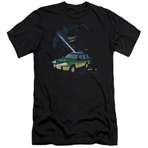 AN OFFCIALLY LICENSED JURASSIC PARK TURN IT OFF MEN'S PREMIUM SLIM FIT T-SHIRT BLACK