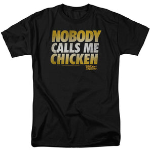 AN OFFCIALLY LICENSED BACK TO THE FUTURE CHICKEN MEN'S REGULAR FIT T-SHIRT BLACK