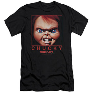 AN OFFCIALLY LICENSED CHILDS PLAY CHUCKY SQUARED MEN'S PREMIUM SLIM FIT T-SHIRT BLACK