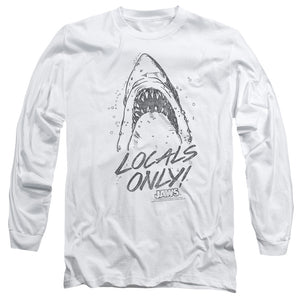 AN OFFCIALLY LICENSED JAWS LOCALS ONLY MEN'S LONG SLEEVE T-SHIRT WHITE