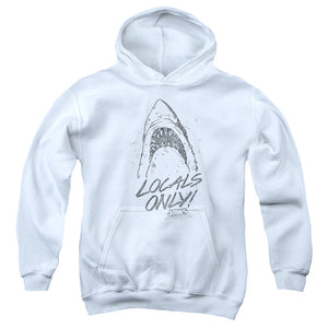 AN OFFCIALLY LICENSED JAWS LOCALS ONLY YOUTH HOODIE WHITE