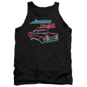AN OFFCIALLY LICENSED AMERICAN GRAFITTI NEON ADULT UNISEX TANK TOP BLACK
