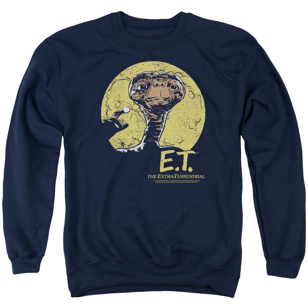 AN OFFCIALLY LICENSED ET MOON FRAME ADULT UNISEX CREWNECK SWEATSHIRT NAVY