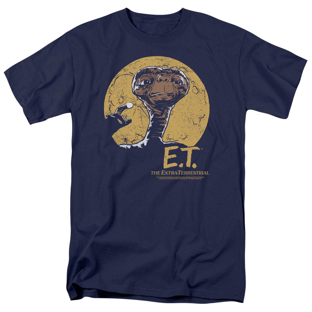 AN OFFCIALLY LICENSED ET MOON FRAME MEN'S REGULAR FIT T-SHIRT NAVY