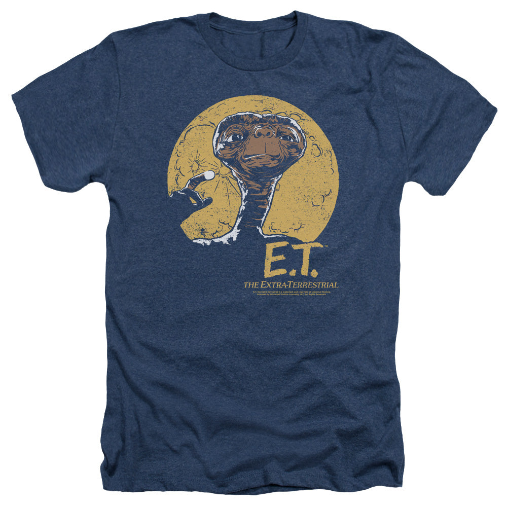 AN OFFCIALLY LICENSED ET MOON FRAME MEN'S HEATHER T-SHIRT NAVY