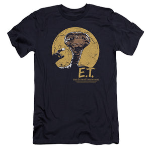 AN OFFCIALLY LICENSED ET MOON FRAME MEN'S PREMIUM SLIM FIT T-SHIRT NAVY