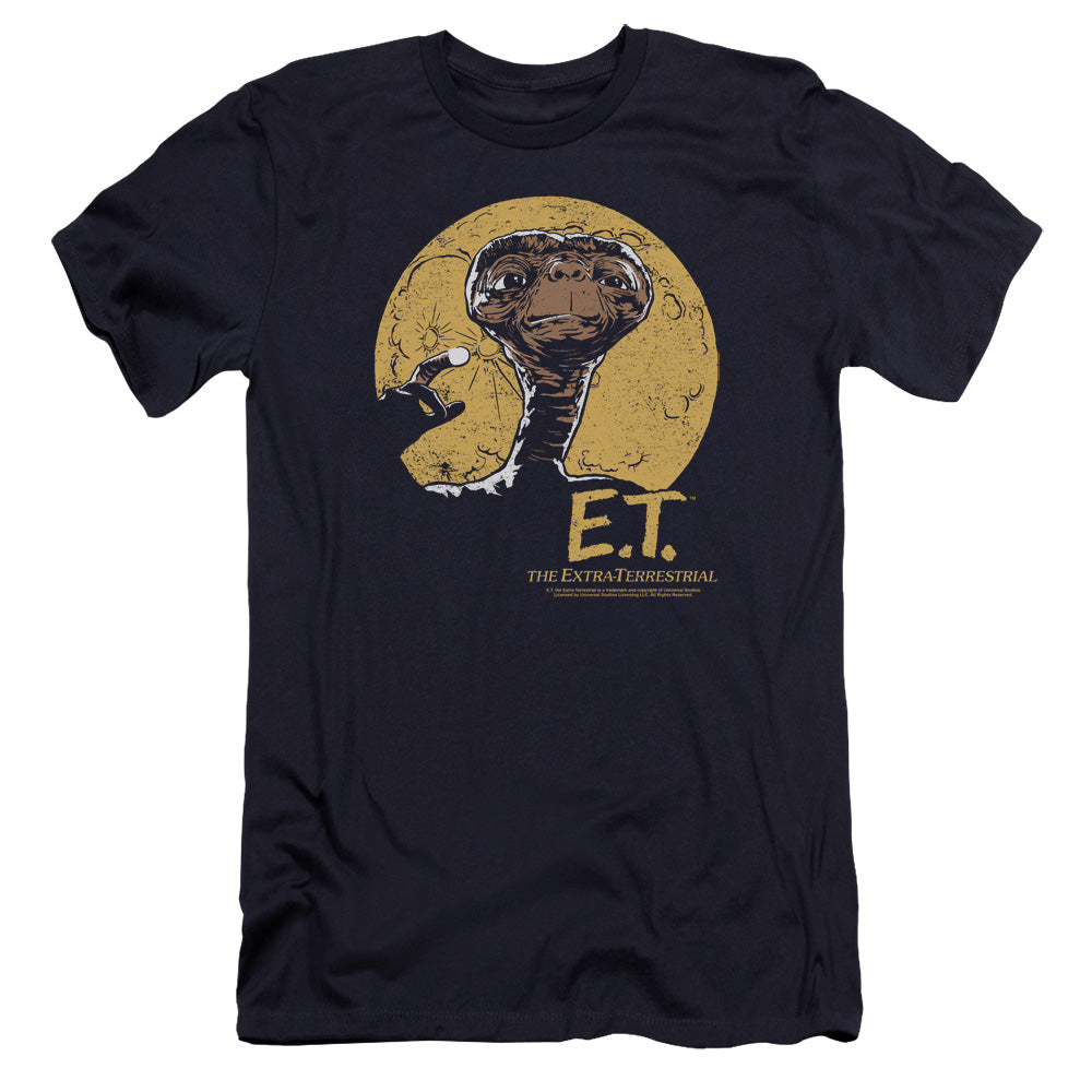 AN OFFCIALLY LICENSED ET MOON FRAME MEN'S PREMIUM SLIM FIT T-SHIRT NAVY