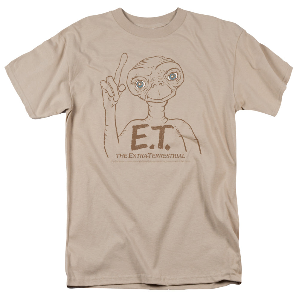 AN OFFCIALLY LICENSED ET POINTING MEN'S REGULAR FIT T-SHIRT SAND