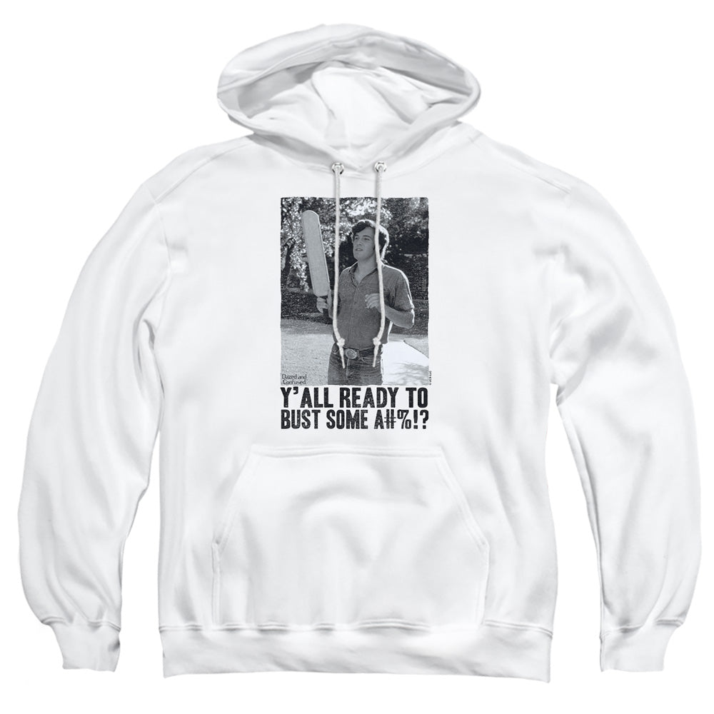 AN OFFCIALLY LICENSED DAZED AND CONFUSED PADDLE ADULT UNISEX PULLOVER HOODIE WHITE