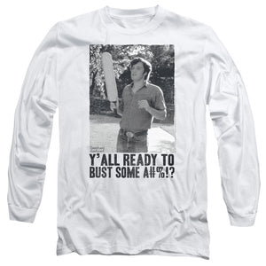 AN OFFCIALLY LICENSED DAZED AND CONFUSED PADDLE MEN'S LONG SLEEVE T-SHIRT WHITE