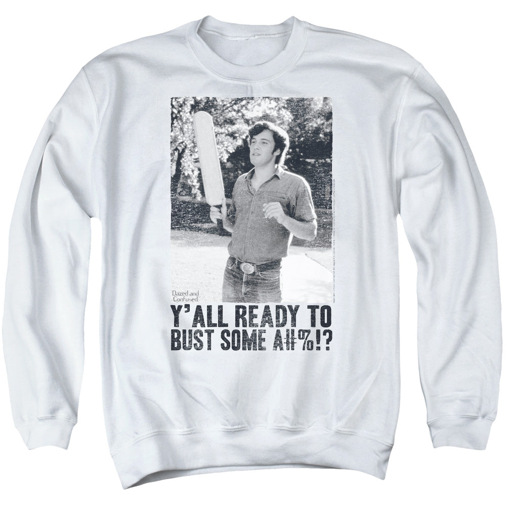 AN OFFCIALLY LICENSED DAZED AND CONFUSED PADDLE ADULT UNISEX CREWNECK SWEATSHIRT WHITE