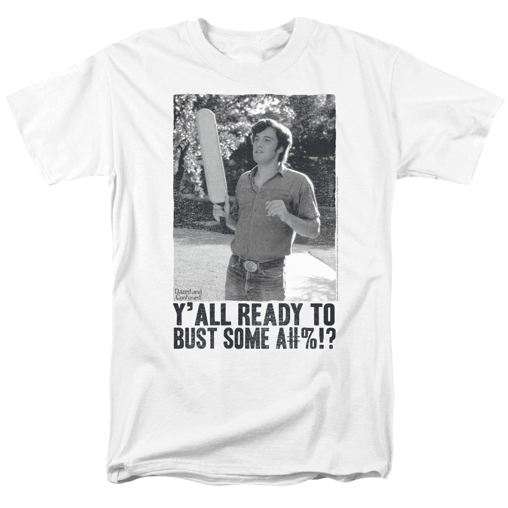AN OFFCIALLY LICENSED DAZED AND CONFUSED PADDLE MEN'S REGULAR FIT T-SHIRT WHITE