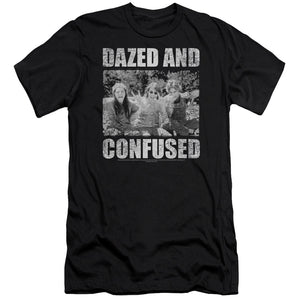 AN OFFCIALLY LICENSED DAZED AND CONFUSED ROCK ON MEN'S PREMIUM SLIM FIT T-SHIRT BLACK