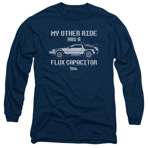 AN OFFCIALLY LICENSED BACK TO THE FUTURE OTHER RIDE MEN'S LONG SLEEVE T-SHIRT NAVY