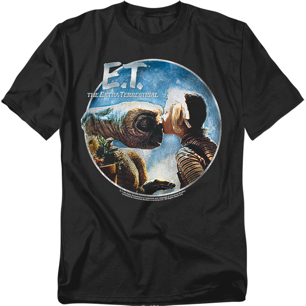 AN OFFCIALLY LICENSED ET GERTIE KISSES MEN'S REGULAR FIT T-SHIRT BLACK