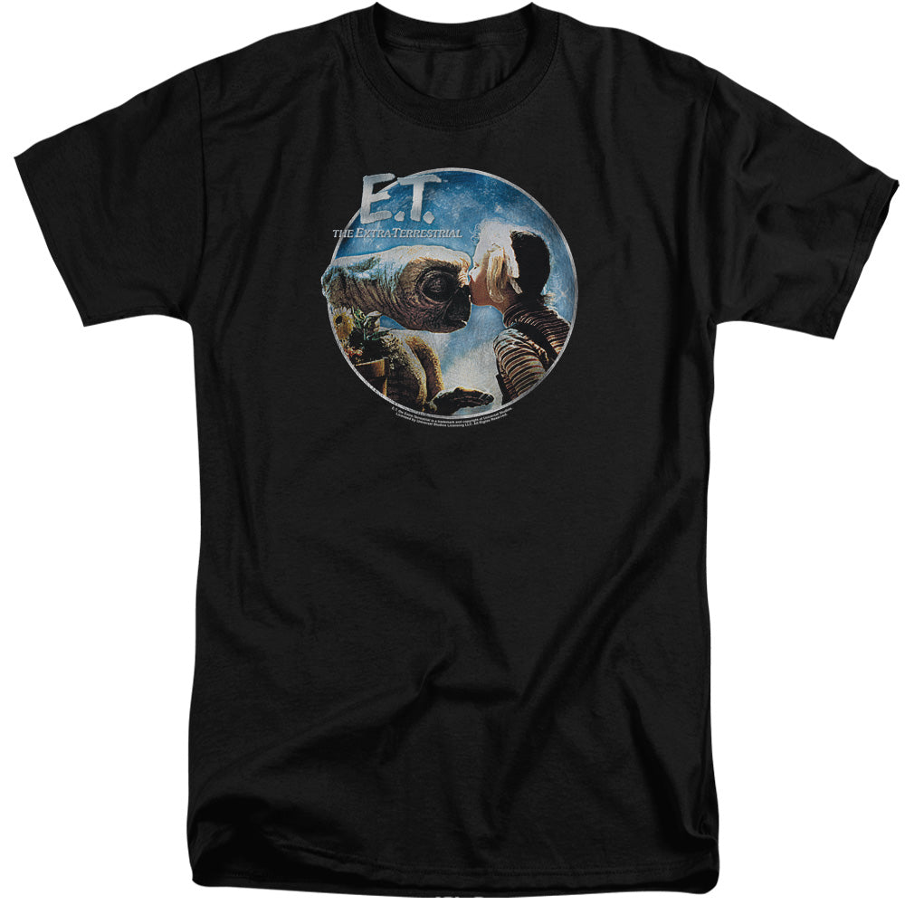 AN OFFCIALLY LICENSED ET GERTIE KISSES MEN'S TALL FIT T-SHIRT BLACK