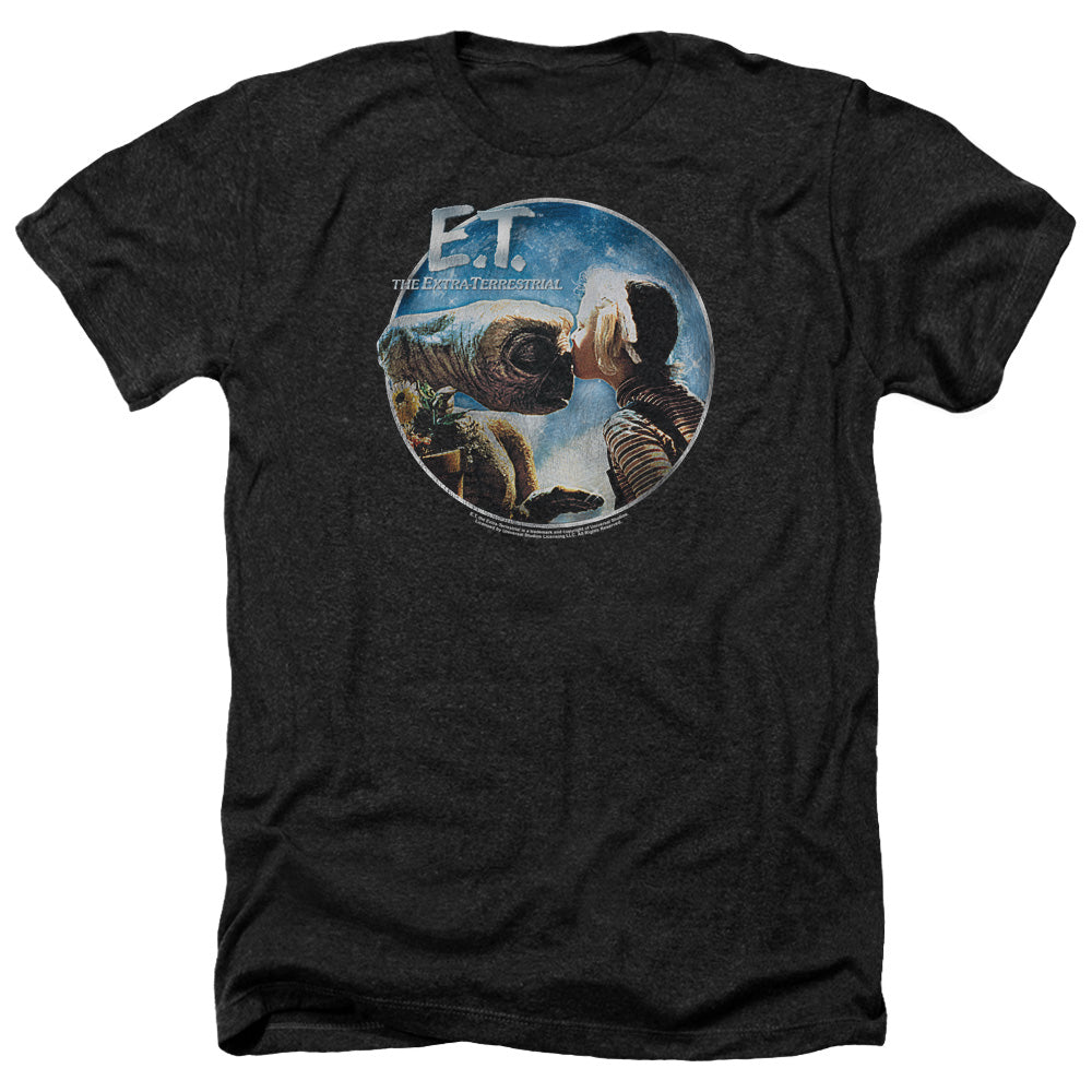 AN OFFCIALLY LICENSED ET GERTIE KISSES MEN'S HEATHER T-SHIRT CHARCOAL