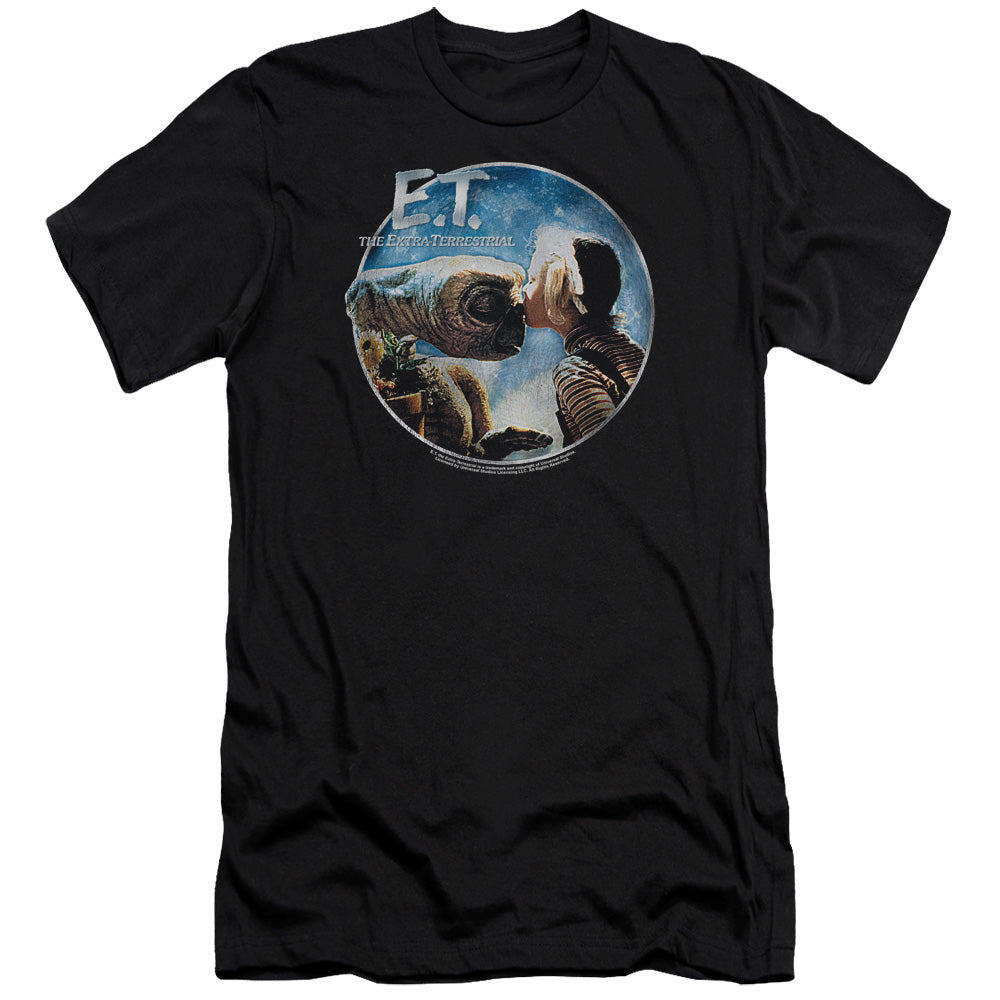 AN OFFCIALLY LICENSED ET GERTIE KISSES MEN'S PREMIUM SLIM FIT T-SHIRT BLACK