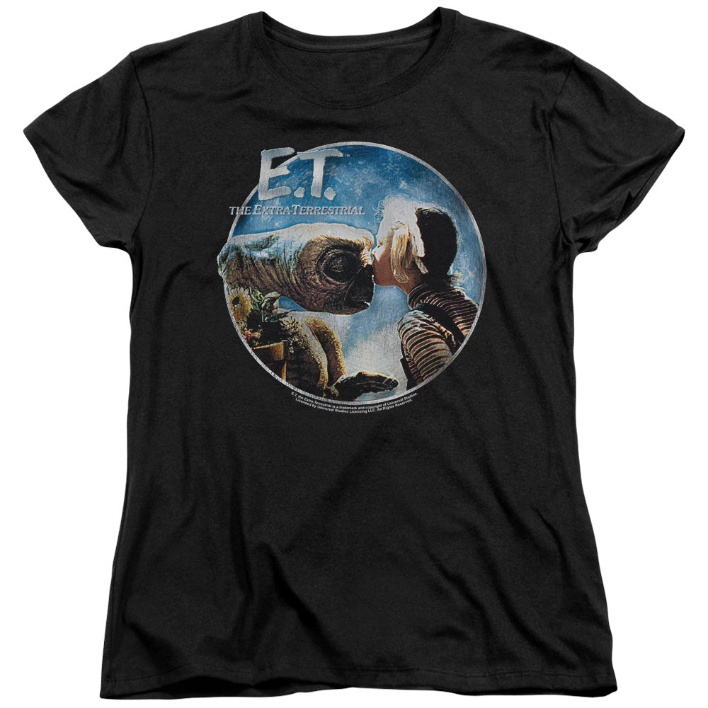 AN OFFCIALLY LICENSED ET GERTIE KISSES WOMEN'S REGULAR FIT T-SHIRT BLACK