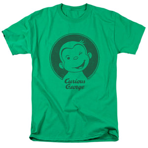 AN OFFCIALLY LICENSED CURIOUS GEORGE CLASSIC WINK MEN'S REGULAR FIT T-SHIRT KELLY GREEN