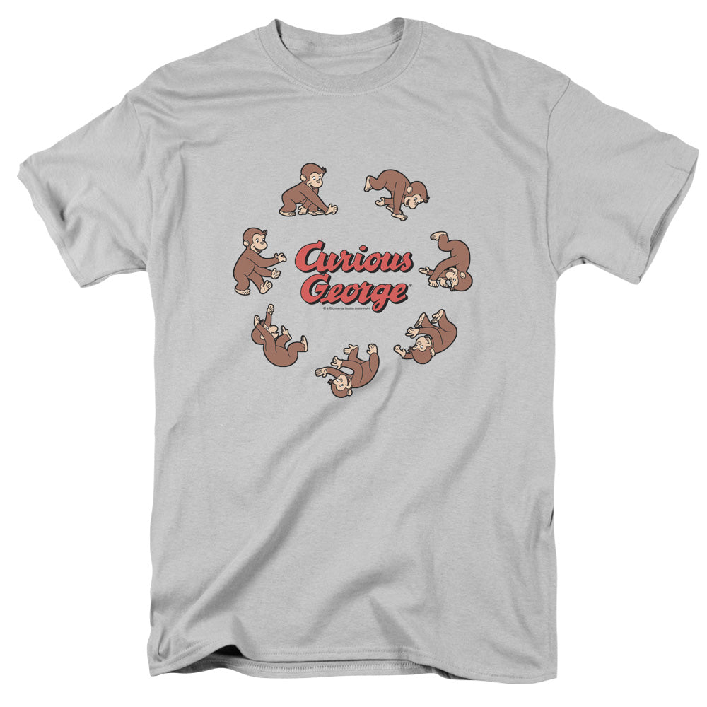 AN OFFCIALLY LICENSED CURIOUS GEORGE ROLLING FUN DER MEN'S REGULAR FIT T-SHIRT SILVER