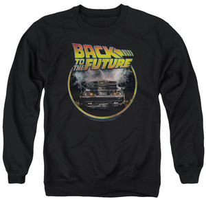 AN OFFCIALLY LICENSED BACK TO THE FUTURE BACK ADULT UNISEX CREWNECK SWEATSHIRT BLACK