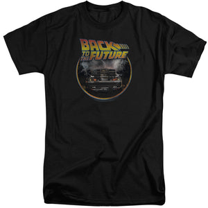 AN OFFCIALLY LICENSED BACK TO THE FUTURE BACK MEN'S TALL FIT T-SHIRT BLACK