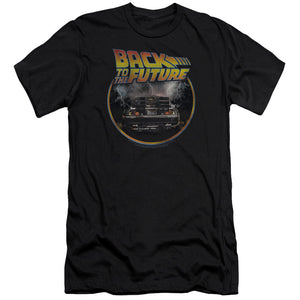 AN OFFCIALLY LICENSED BACK TO THE FUTURE BACK MEN'S PREMIUM SLIM FIT T-SHIRT BLACK