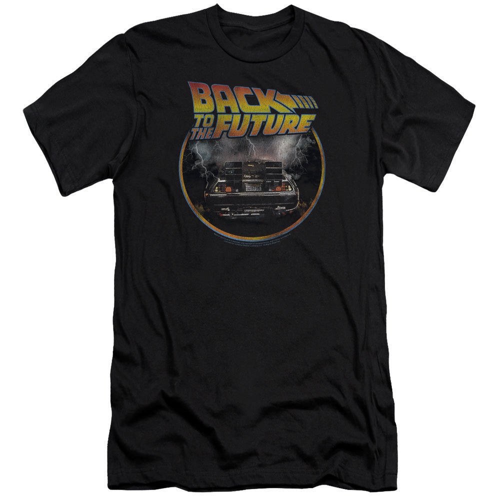 AN OFFCIALLY LICENSED BACK TO THE FUTURE BACK MEN'S PREMIUM SLIM FIT T-SHIRT BLACK