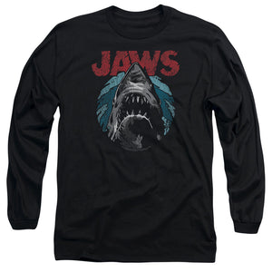 AN OFFCIALLY LICENSED JAWS WATER CIRCLE MEN'S LONG SLEEVE T-SHIRT BLACK