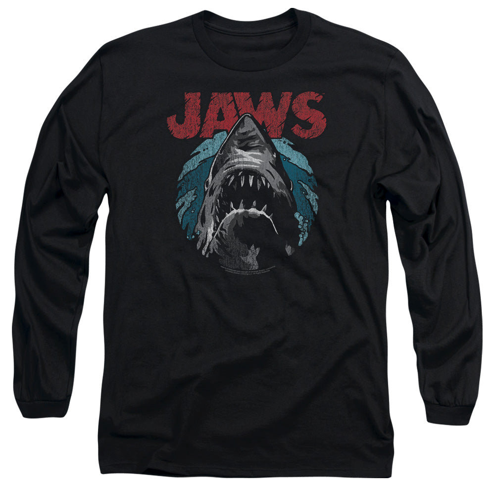 AN OFFCIALLY LICENSED JAWS WATER CIRCLE MEN'S LONG SLEEVE T-SHIRT BLACK