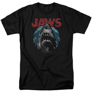 AN OFFCIALLY LICENSED JAWS WATER CIRCLE MEN'S REGULAR FIT T-SHIRT BLACK