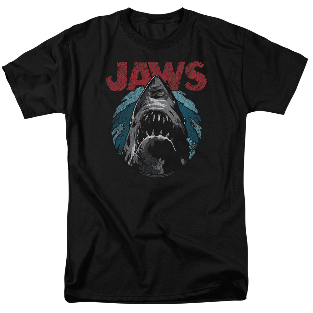 AN OFFCIALLY LICENSED JAWS WATER CIRCLE MEN'S REGULAR FIT T-SHIRT BLACK