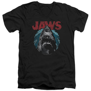 AN OFFCIALLY LICENSED JAWS WATER CIRCLE MEN'S V-NECK T-SHIRT BLACK
