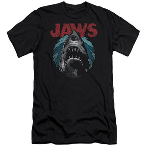 AN OFFCIALLY LICENSED JAWS WATER CIRCLE MEN'S PREMIUM SLIM FIT T-SHIRT BLACK