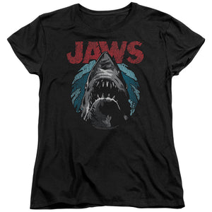 AN OFFCIALLY LICENSED JAWS WATER CIRCLE WOMEN'S REGULAR FIT T-SHIRT BLACK