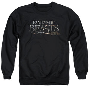AN OFFCIALLY LICENSED FANTASTIC BEASTS LOGO ADULT UNISEX CREWNECK SWEATSHIRT BLACK