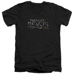 AN OFFCIALLY LICENSED FANTASTIC BEASTS LOGO MEN'S V-NECK T-SHIRT BLACK