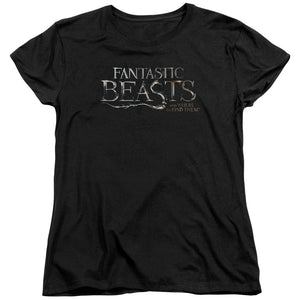AN OFFCIALLY LICENSED FANTASTIC BEASTS LOGO WOMEN'S REGULAR FIT T-SHIRT BLACK