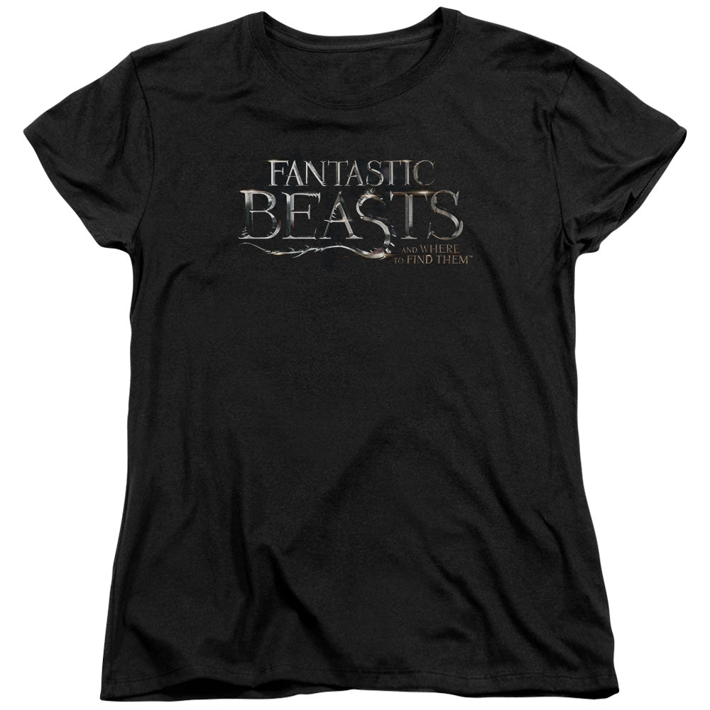 AN OFFCIALLY LICENSED FANTASTIC BEASTS LOGO WOMEN'S REGULAR FIT T-SHIRT BLACK