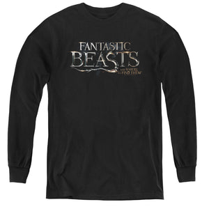 AN OFFCIALLY LICENSED FANTASTIC BEASTS LOGO YOUTH LONG SLEEVE T-SHIRT BLACK