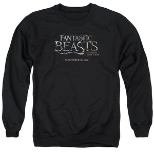 AN OFFCIALLY LICENSED FANTASTIC BEASTS LOGO ADULT UNISEX CREWNECK SWEATSHIRT BLACK